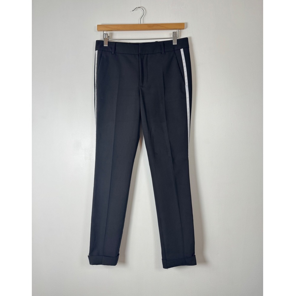 Sporty Chic Zara Woman S Black Tuxedo Stripe Slim Tapered Cuffed Trousers Pants